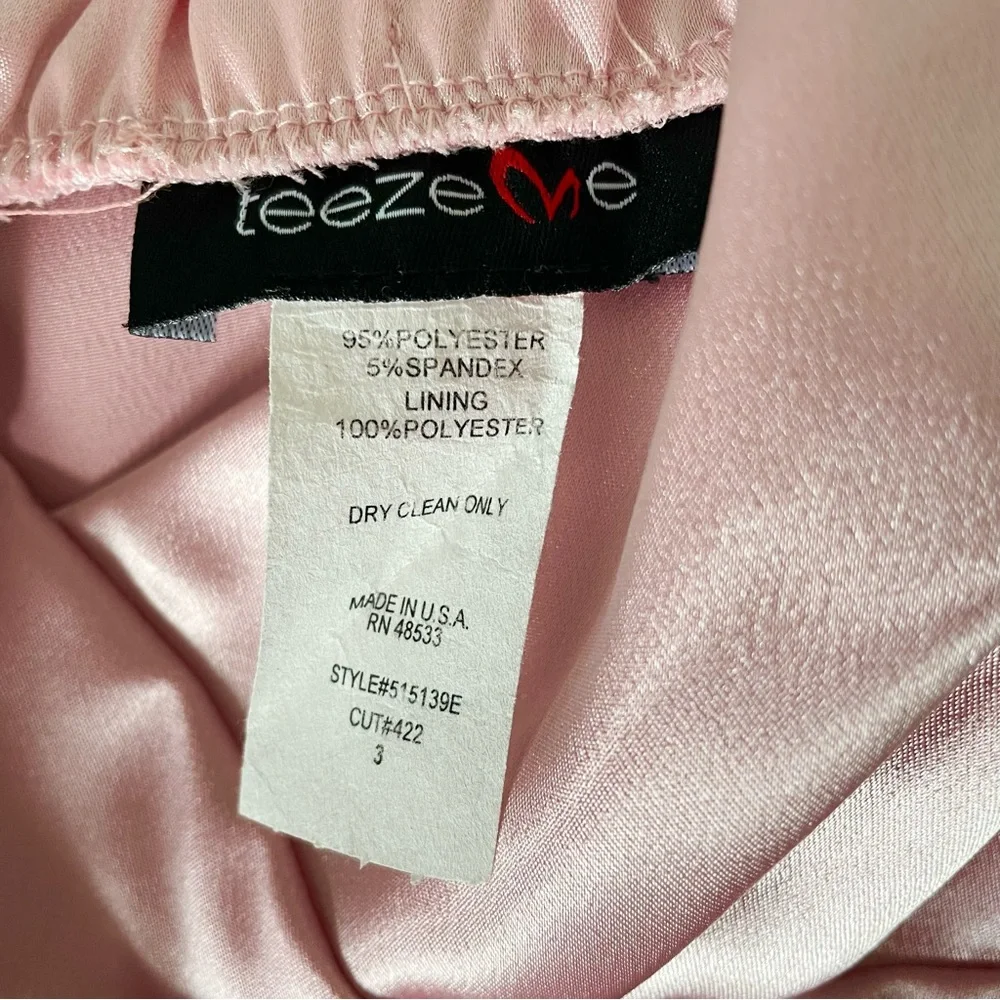 Macys satin light pink floral cocktail‎ short dress tie waist - Picture 4 of 4